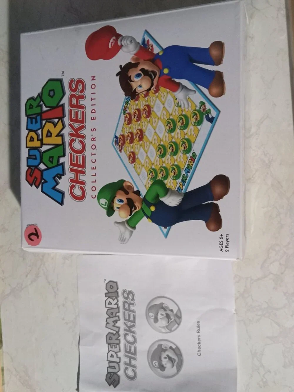 Super Mario Checkers Collectors Edition Mario & Luigi w Box Instructions
